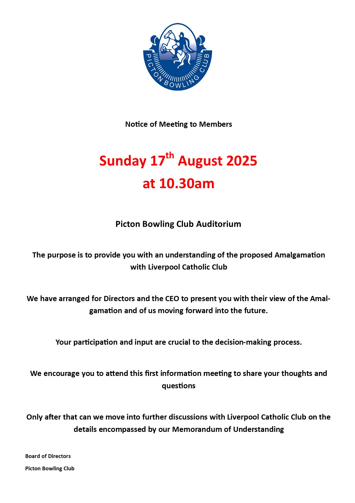 Notice to members